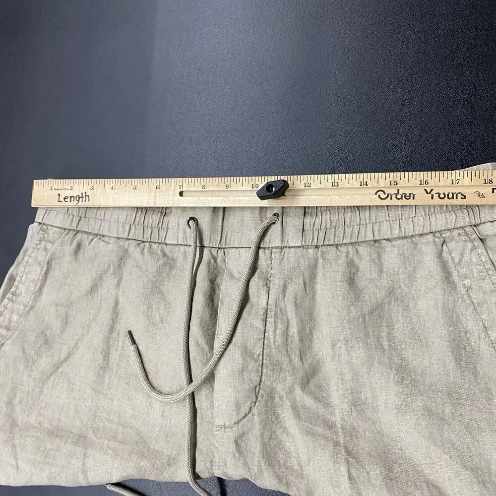James Perse Men’s 100% Linen Drawstring Shorts Size 3 Beige Coastal Quiet Luxury